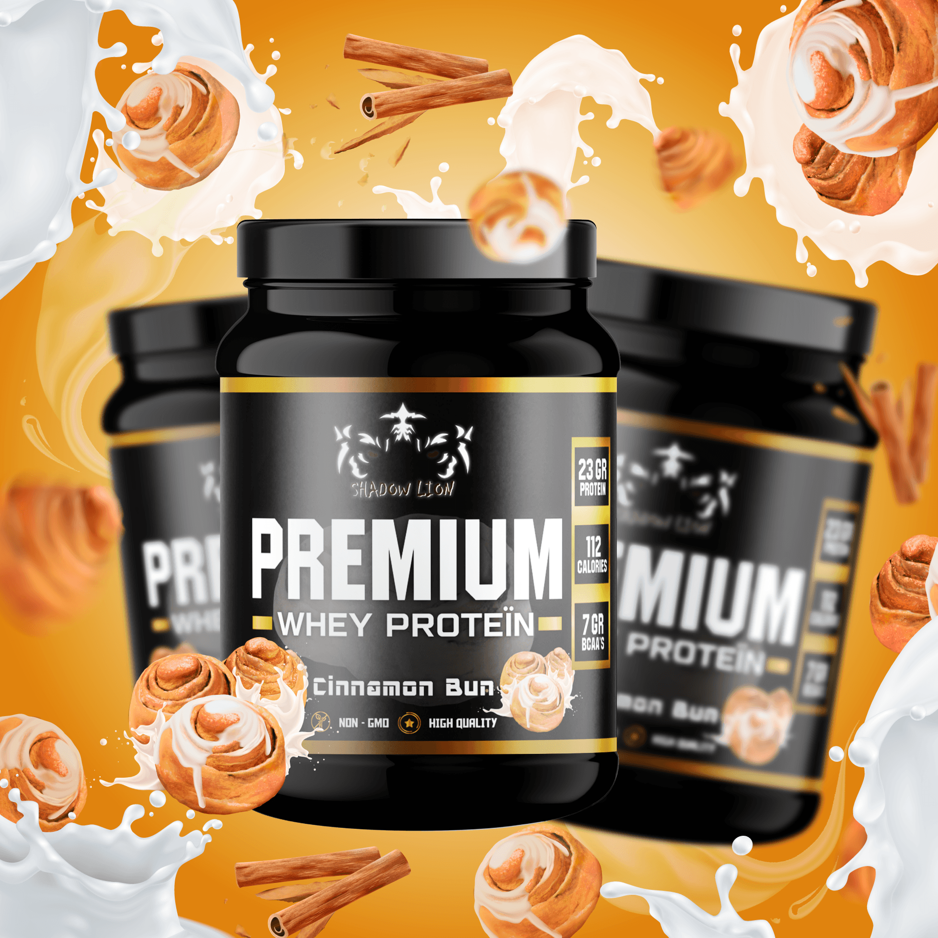 Premium Whey Proteïn Cinnamon Bun ShadowLion.nl